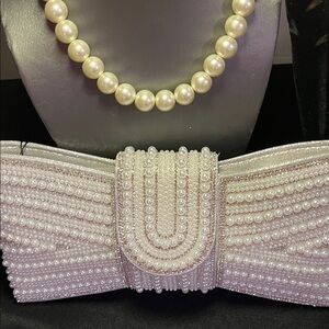 Elegant Pearl-Embellished Clutch